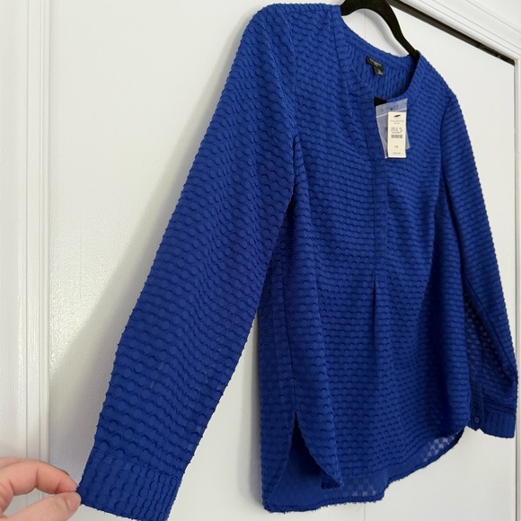 Talbots Blue Buttoned Mandarin Collar Blouse - Picture 4 of 4